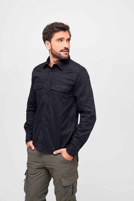 Brandit Flanellshirt camicia, nero