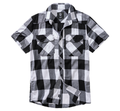 Brandit Check camicia a maniche corte, bianco/nero