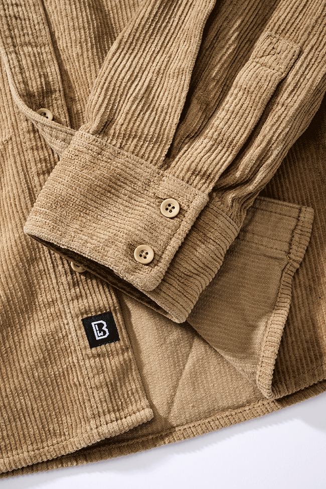 Brandit Corduroy Classic košeľa s dlhými rukávmi, camel