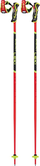 Leki WCR TBS SL 3D bastoncini da sci alpino, rosso chiaro/nero/giallo neon