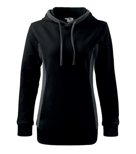 Malfini Kangaroo felpa da donna, nero-grigio, 280g/m2