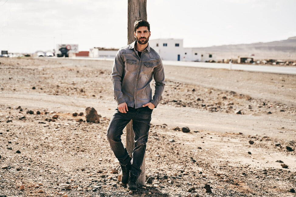Brandit Riley camicia in denim, grigio