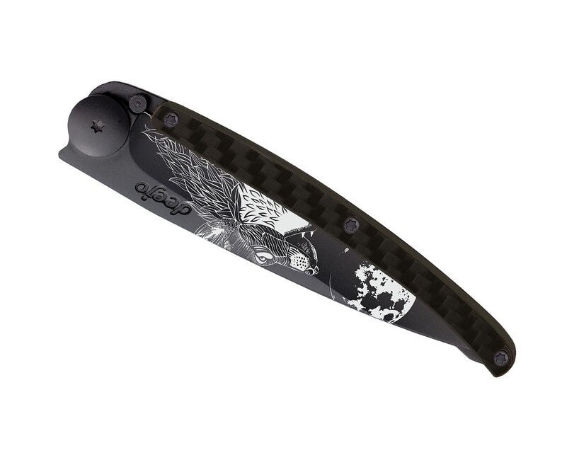 Deejo Tattoo coltello di chiusura nero carbonio Howling