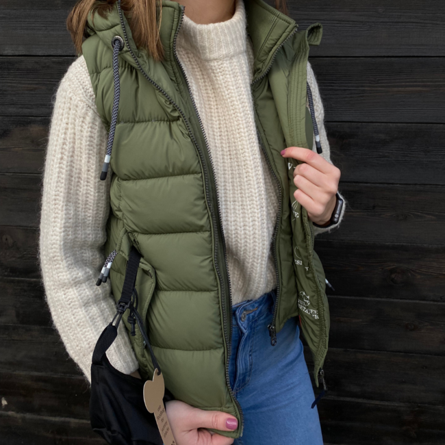 Marikoo Taisaa gilet con cappuccio da donna, oliva