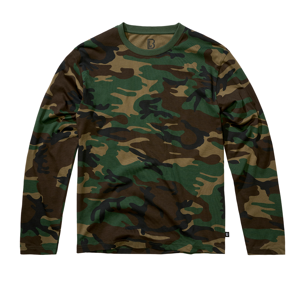 Brandit Premium tričko s dlhým rukávom, woodland