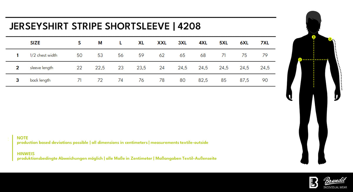 Veľkostná tabuľka Jerseyshirt Stripe Tee