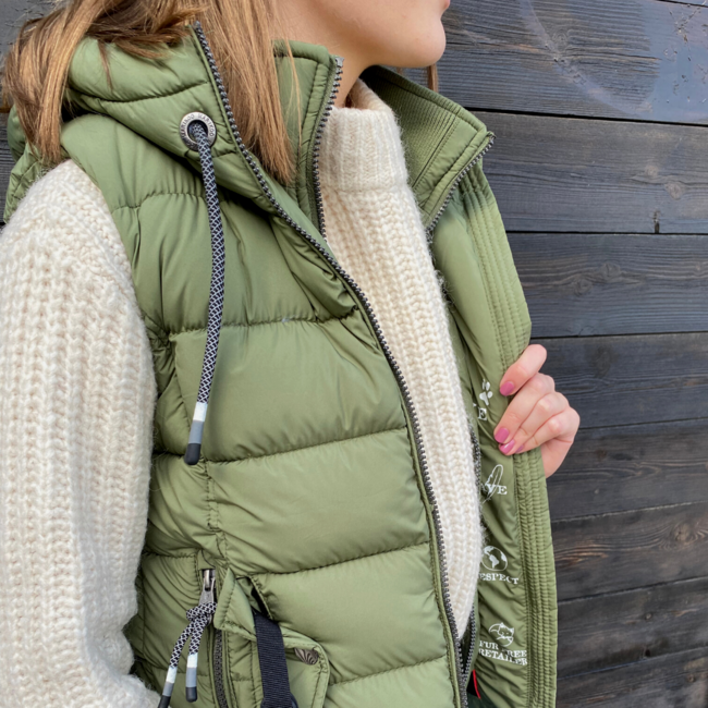 Marikoo Taisaa gilet con cappuccio da donna, oliva