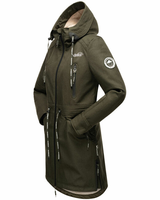 Marikoo Racquelle giacca softshell da donna con cappuccio, oliva