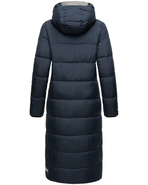 Navahoo Isalie giacca invernale lunga da donna con cappuccio, blu navy
