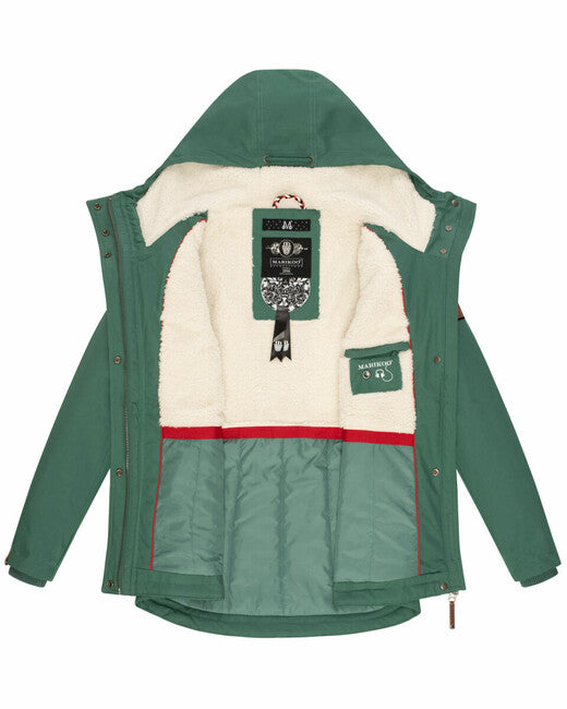 Marikoo Bikoo parka invernale da donna con cappuccio, verde polvere