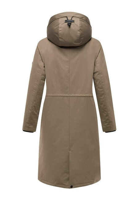 Marikoo Ledalaa parka invernale da donna con cappuccio, marrone pietra