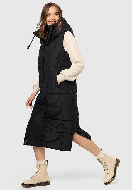Navahoo Brezelchen gilet lungo da donna, nero