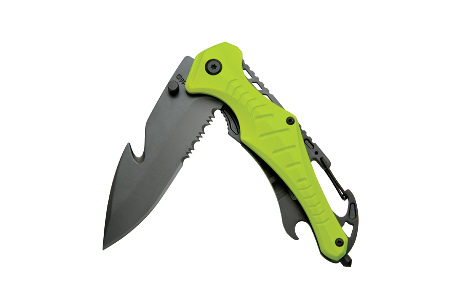 Baladeo ECO201 coltello di salvataggio di emergenza, giallo riflettente