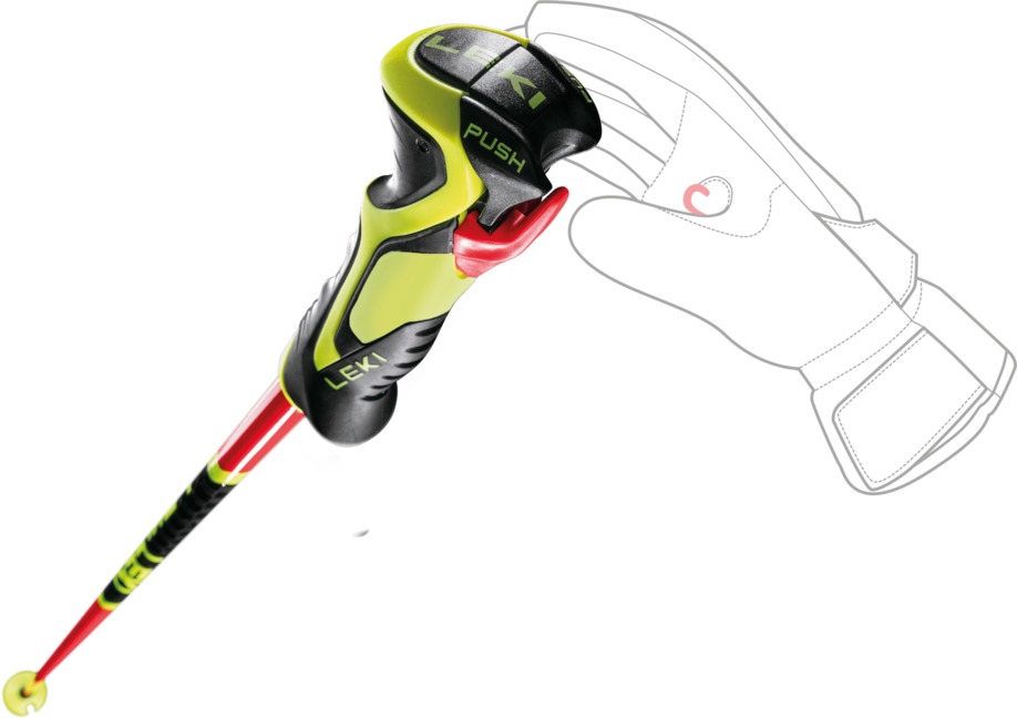 Leki WCR Lite SL 3D bastoncini da sci, rosso brillante-nero-giallo neon
