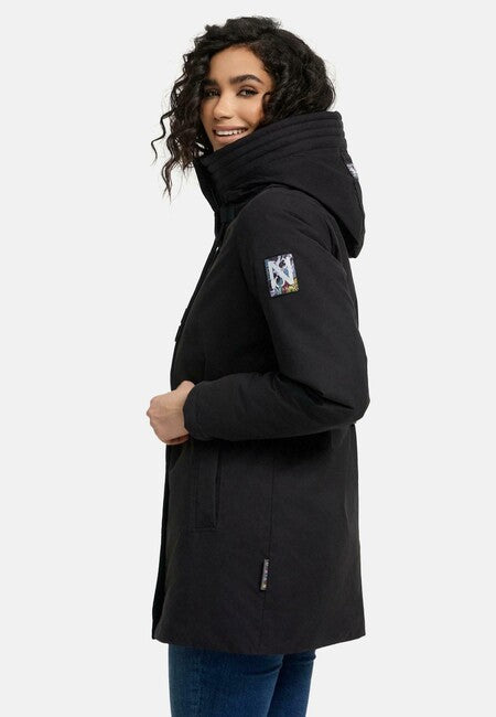 Navahoo Eishauch parka invernale da donna con cappuccio, nero