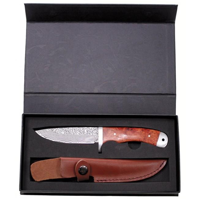 Fox Outdoor Coltello damascato in custodia di pelle