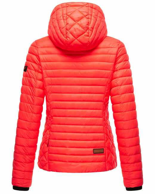 Marikoo Samtpfote giacca transitoria da donna con cappuccio, corallo neon