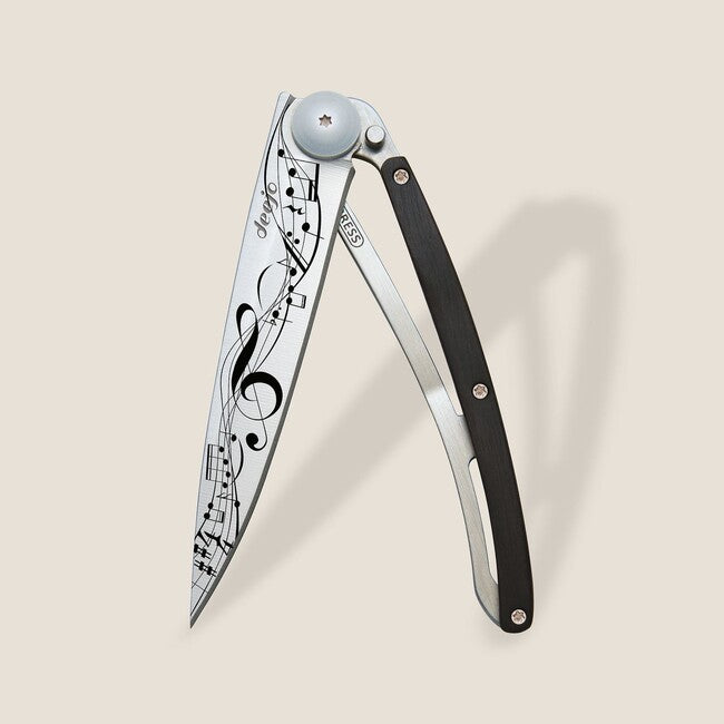 Deejo Tatuaggio coltello di chiusura in legno d'ebano Partizione