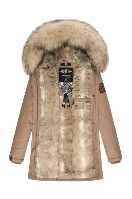 Navahoo Cristal women's winter jacket with hood and fur, Anthracite