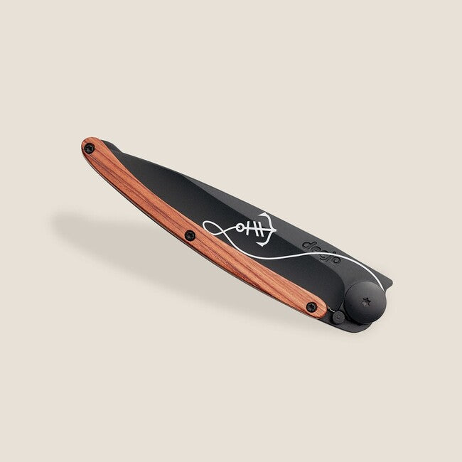 Deejo Ocean Coltello di chiusura, in legno di corallo nero Anchor