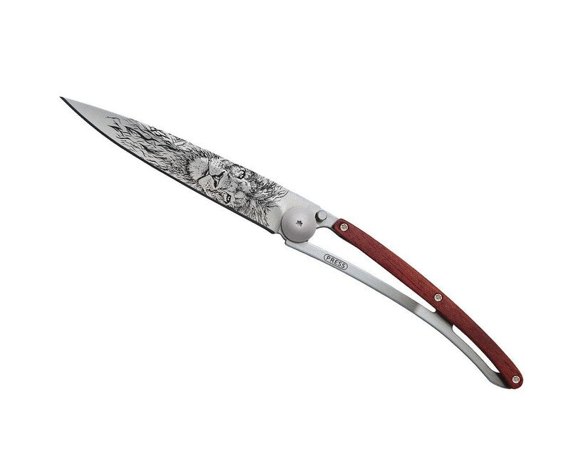 Deejo Tattoo Lion coltello di chiusura , coralwood