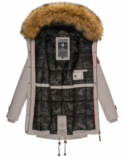 Marikoo La Viva Princess giacca invernale da donna con cappuccio, grigia zinco