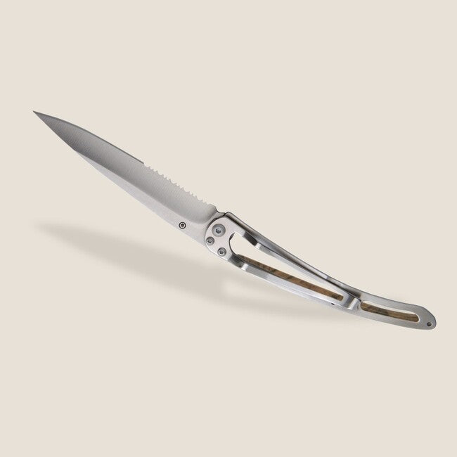 Deejo Tattoo Serration coltello pieghevole, marrone camo Tree