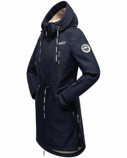 Marikoo Racquelle giacca softshell da donna con cappuccio, navy
