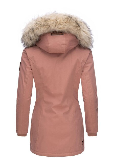 Navahoo Cristal giacca invernale da donna con cappuccio e pelliccia, terracotta