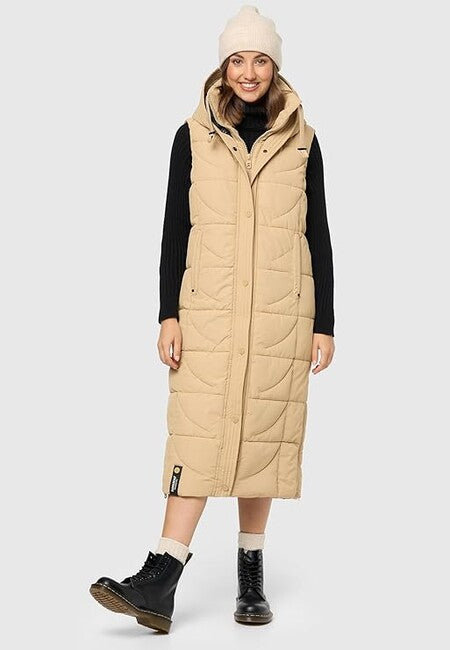 Navahoo Brezelchen gilet lungo da donna, sabbia
