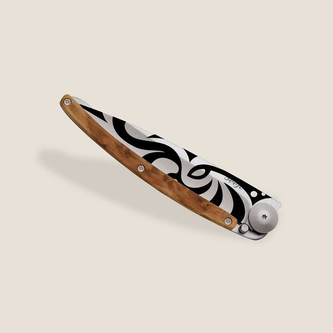 Deejo Tattoo Tribale coltello di chiusura in legno di ginepro