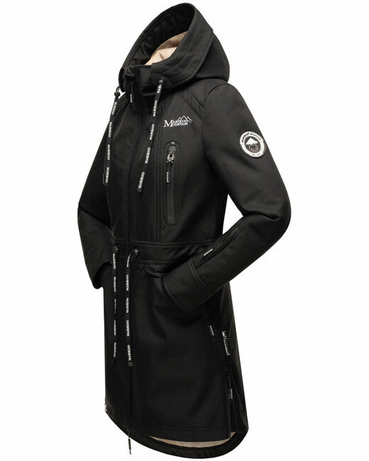 Marikoo Racquelle giacca softshell da donna con cappuccio, nera