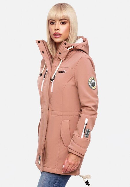 Marikoo Zimtzicke giacca invernale softshell da donna con cappuccio, terracotta