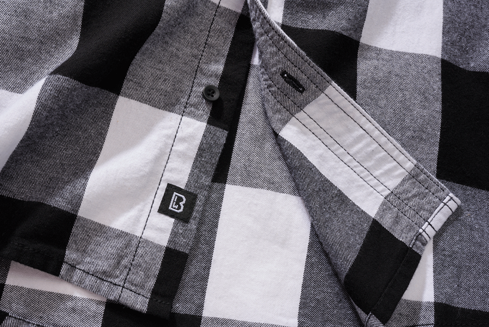 Brandit Check camicia a maniche corte, bianco/nero