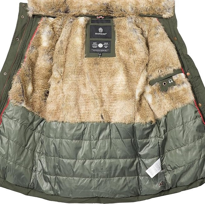 Marikoo Nekoo giacca invernale da donna con cappuccio, oliva