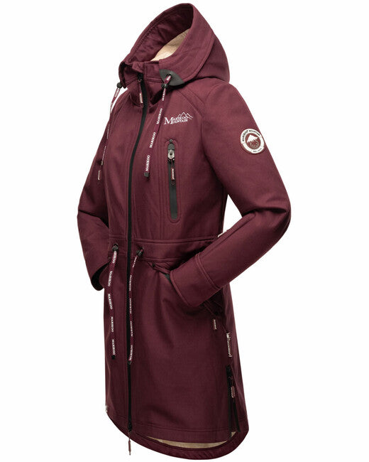 Marikoo Racquelle giacca softshell da donna con cappuccio, vino