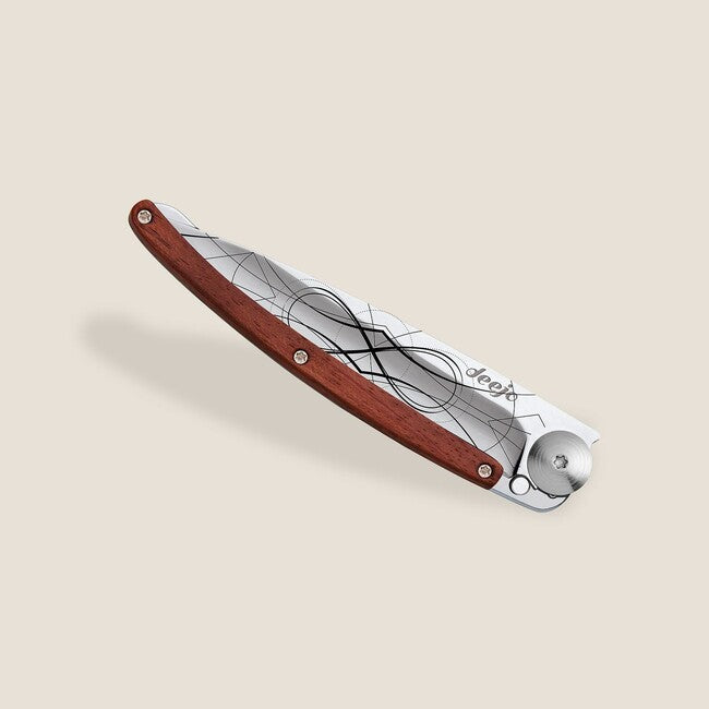Deejo Coralwood Infinity coltello di chiusura a specchio per tatuaggi