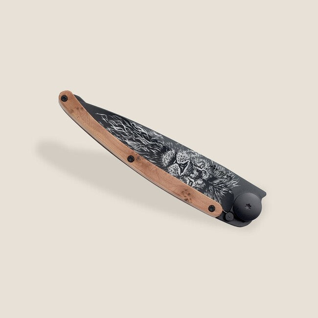 Deejo Tattoo coltello da chiusura, nero ginepro leone