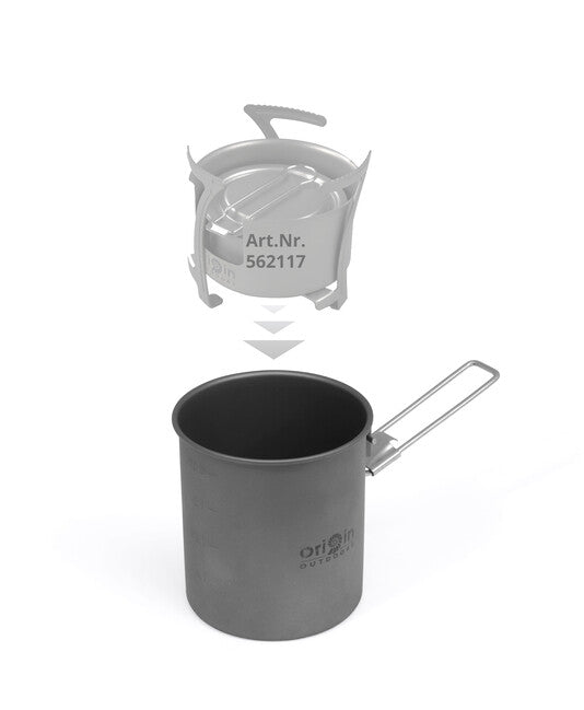 Origin Outdoors Titanium pentola/tazza da trekking con beccuccio e manico pieghevole titanium 750 ml