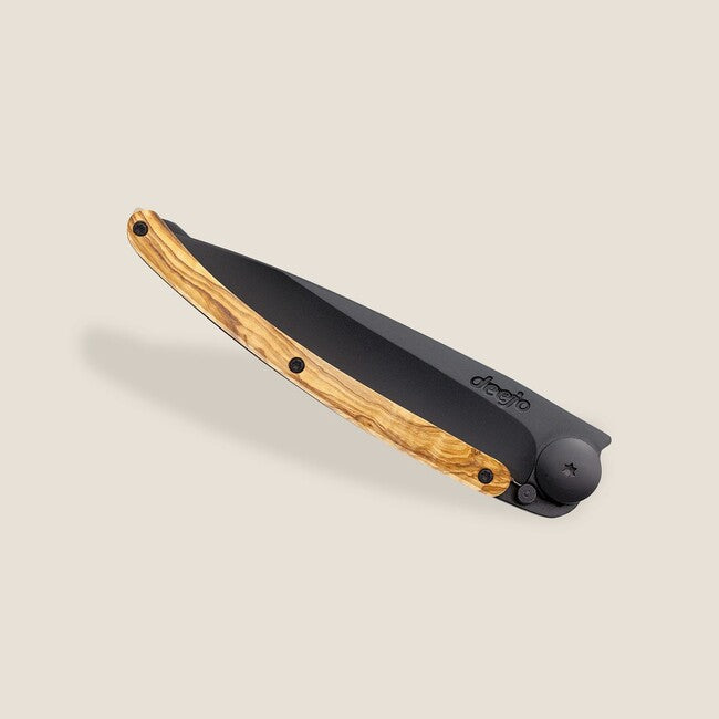 Deejo Coltello di chiusura in legno d'oliva nero