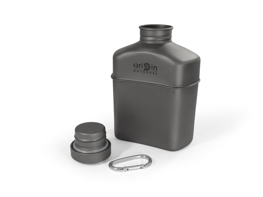 Origin Outdoors Titanium Canteen with Carabiner and Carrying Pouch 1L