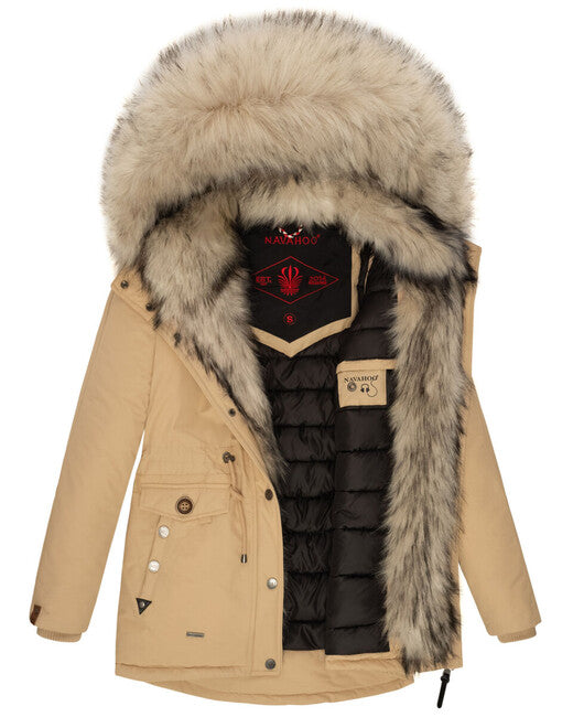 Navahoo Sweety parka invernale da donna con cappuccio, beige