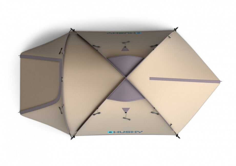 Husky Bizon 3 Plus rodinný trekový stan pre 3 osoby, light brown