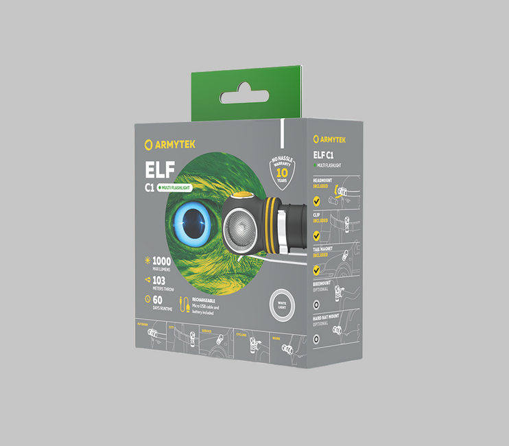 ArmyTek Elf C1 torcia portatile a LED 1000 lm 1440 h 56 g, bianchi