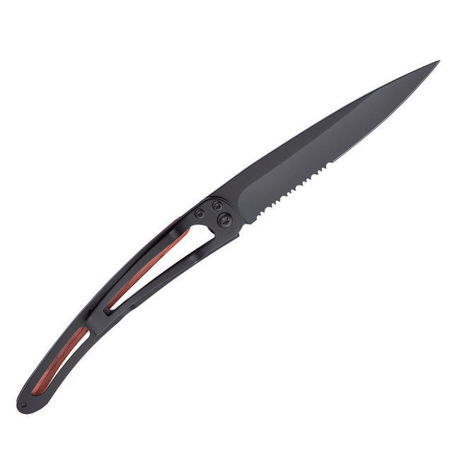Deejo Serrated coltello in legno di corallo nero