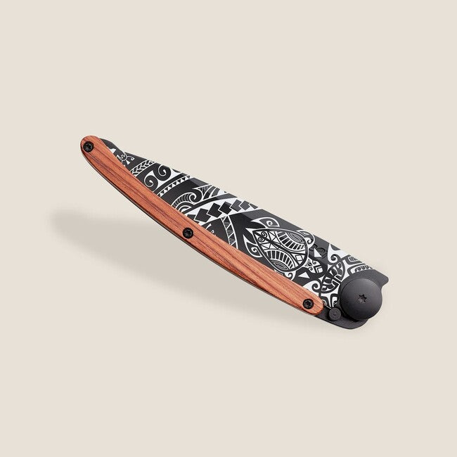 Deejo Coltello di chiusura Black tattoo coralwood polynesian