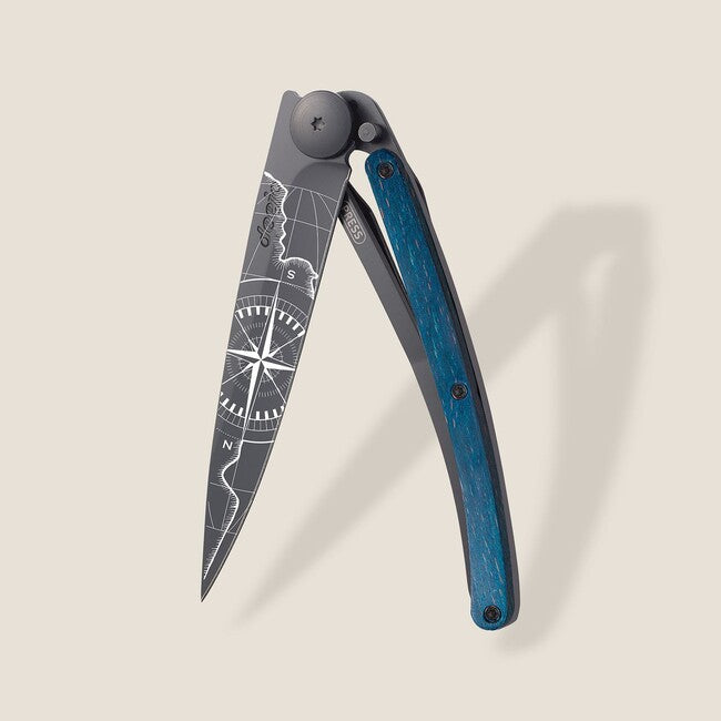 Deejo Tattoo Coltello di chiusura Nero faggio blu Terra Incognita