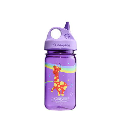 Nalgene Grip-n-Gulp biberon 0,35 L con coperchio, giraffa musicale viola