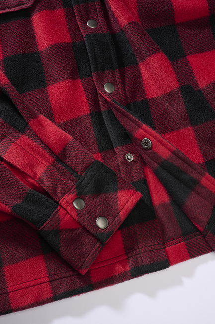 Brandit Jeff Fleece camicia a maniche lunghe, rosso/nero