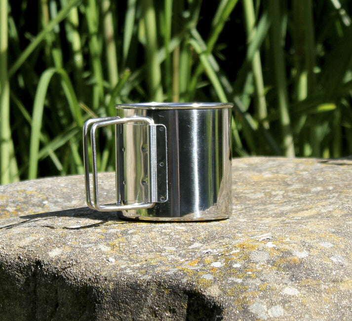 BasicNature Space Safer Mini tazza in acciaio inox 0,35 l manico pieghevole